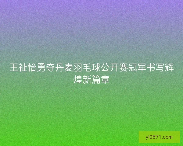 王祉怡勇夺丹麦羽毛球公开赛冠军书写辉煌新篇章